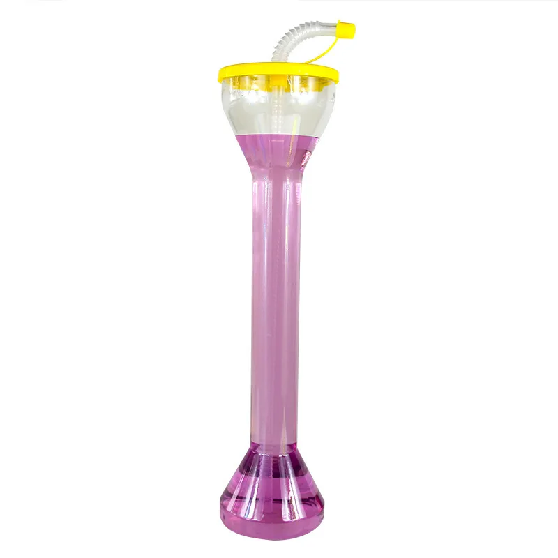 24oz Drinking Ice Party Half Beer Glasses Slush Plastic Yard Cups with Straw