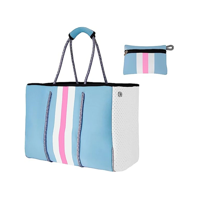 Wholesale summer multipurpose fashion perforated neoprene tote beach bag for Women Travel Gym Pool package