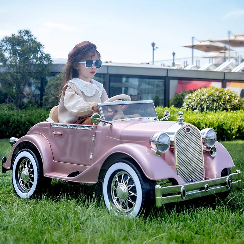 2023 New Model  Kids Vintage car Electric Car  Drive Double Door Cool 4 Wheel Design Electric Toy Car