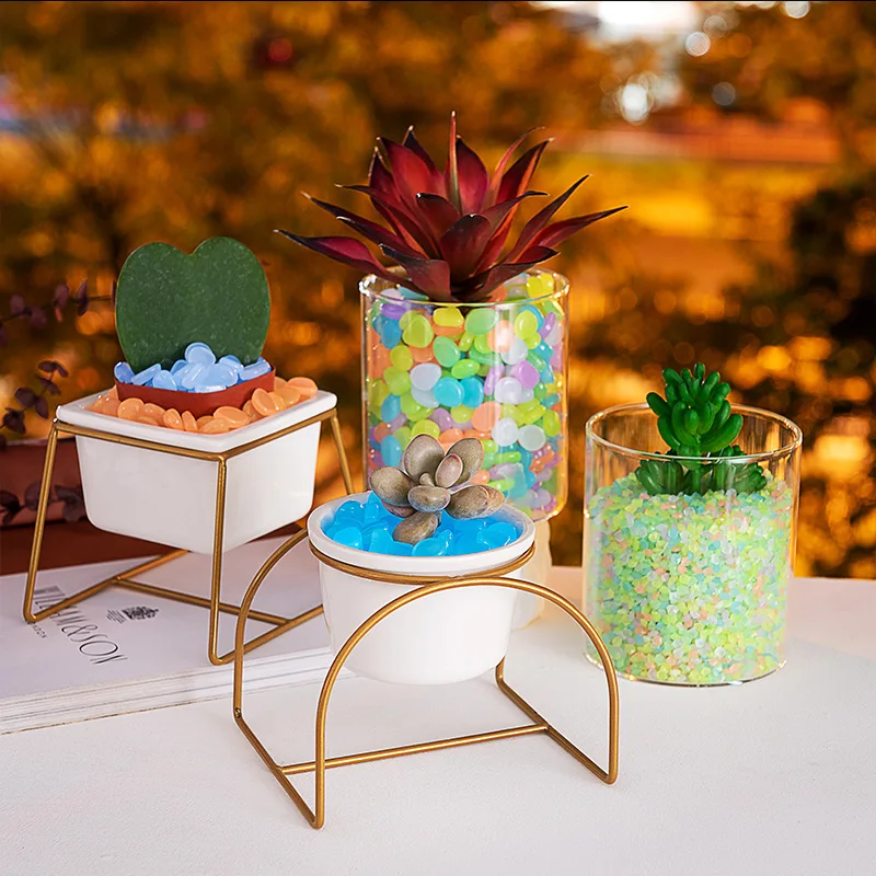50/100pcs Artificial Colored Nightlight Stone Fish Bowl Landscaping Home Decoration Landscaping pebbles Luminescent Small Stone