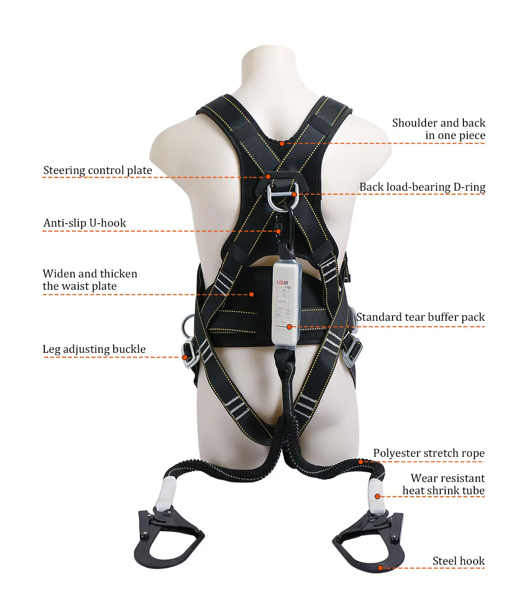 Five point high-altitude operation wind power electrician fire rescue rock climbing falling black style safety belt