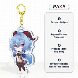 PAKA Cute Plastic Cartoon Acrylic Keychain Blanks Clear Custom Acrylic Keychain Charm Sublimation Printed Anime Acrylic Keychain