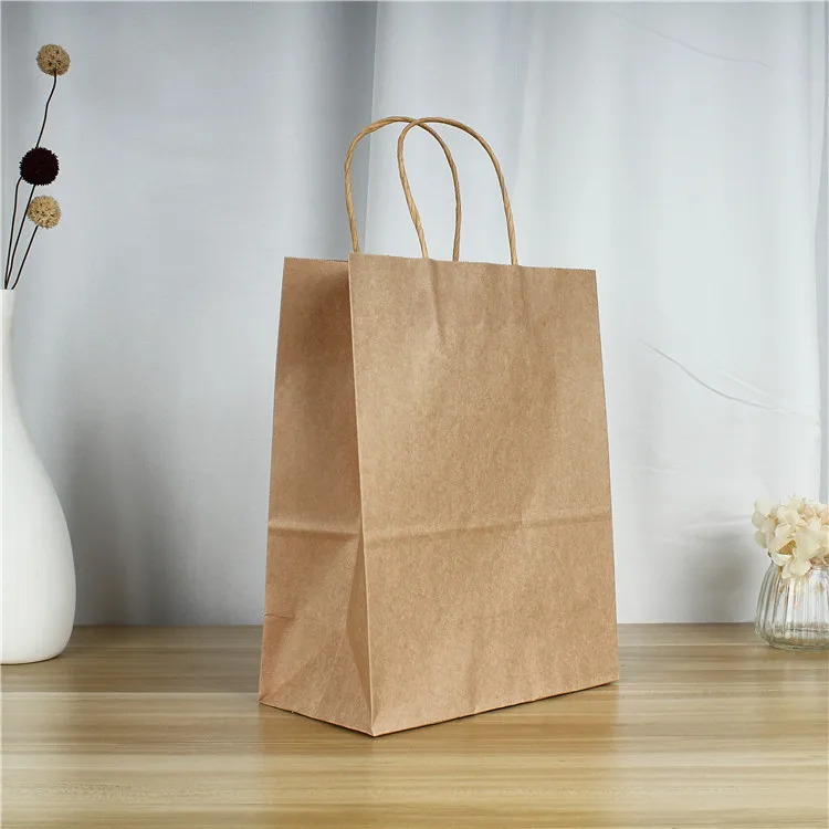 Food Packaging for Restaurant Brown Kraft Paper Bag With Twisted Handle in Difference Colors and Sizes