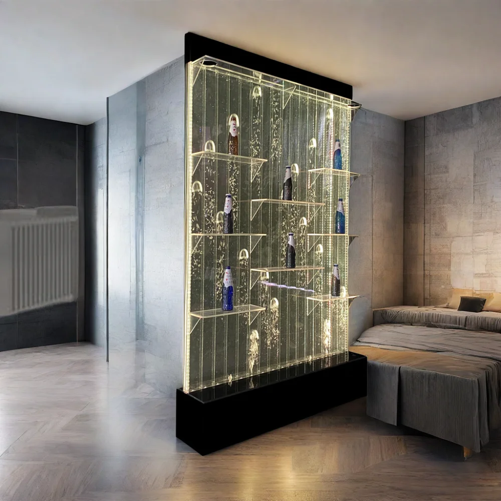 Wholesale Acrylic Water Feature Wall LED Lighted Bar night club  Shelves Decorative Wall Screens & Room Dividers