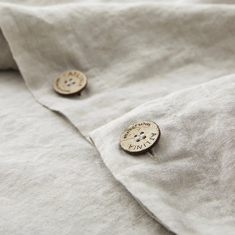 Hot Sale European Flax Linen custom size Queen Luxury French linen Duvet cover with button pillowcase cotton Linen bedding set