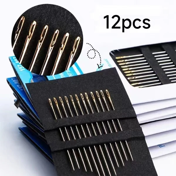 12 шт. слепой иглы пожилых иглы-боковое отверстие ручной бытовые швейные ножницы из нержавеющей стали для шитья само резьбы, сделай сам, ювелирное изделие