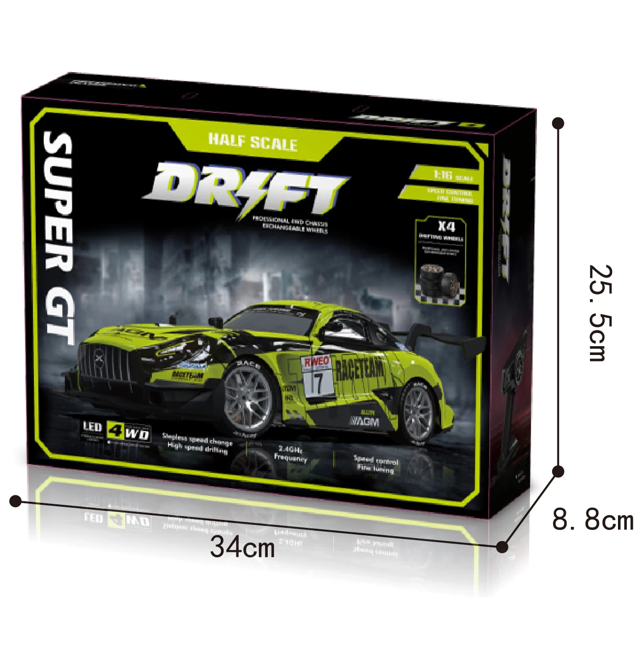 Dwi Dowellin 1:16 Scale Drift RC Car with Gyro Mini Full Proportional RTR 2.4GHZ Remote Control with Replaceable Body Shell