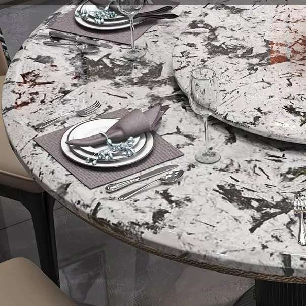 Round Classic Dining Table Luxury Natural Marble rotate Dinning Table Round Dining Table