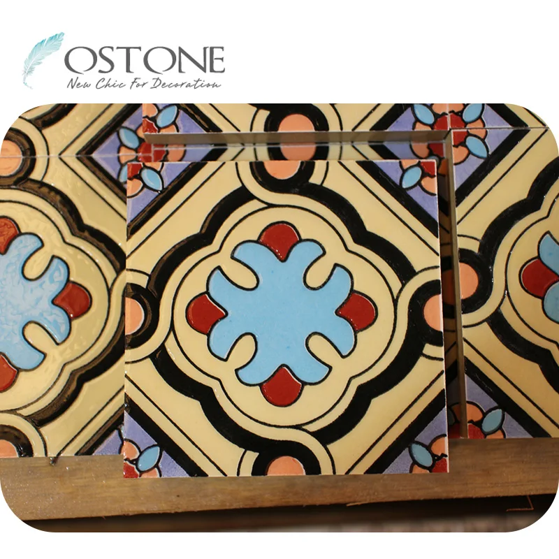 China Wholesale Yellow And Red Porcelain Flower Pattern Ceramic Tile