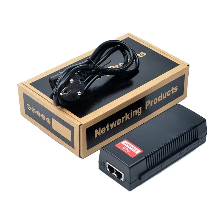 10/100/1000M 60W POE+ one Port IEEE802.3af/at Standard Gigabit 48v 60W POE Injector