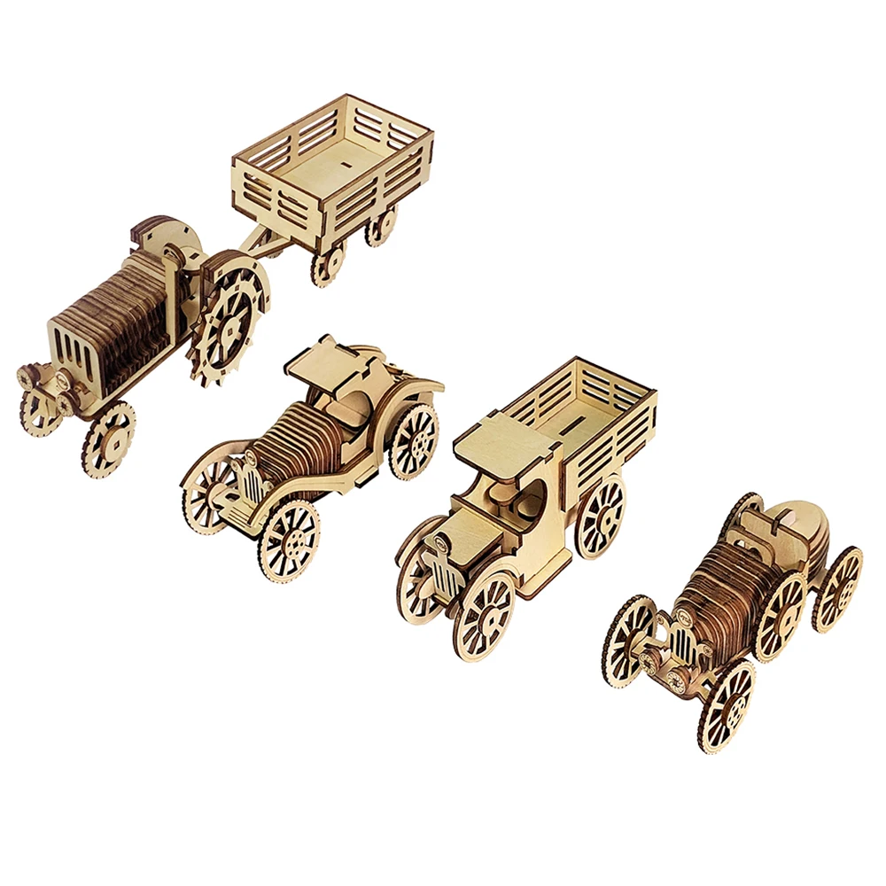 Wholesale Educational Kids Toys Wooden Jigsaw Puzzle Toy Car Model 3D Wooden Puzzles Wood Craft for Children Gifts