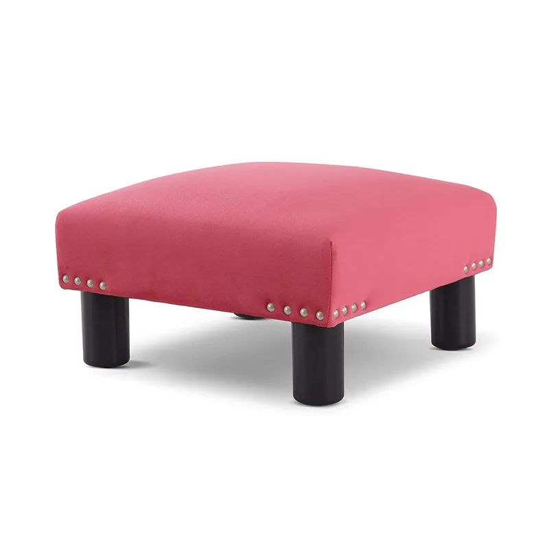 Velvet Pouf Ottoman Footrest Modern Rectangle Small Square Foot Stool with Non-Skid Plastic Legs sofa foot stool Ottoman