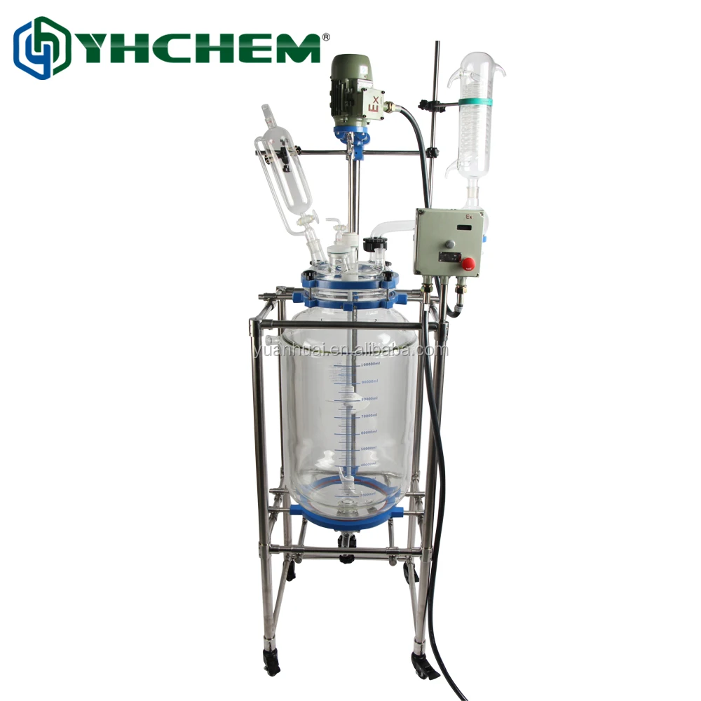 100L стеклянный реактор покрытый кожухом для промышленного использования