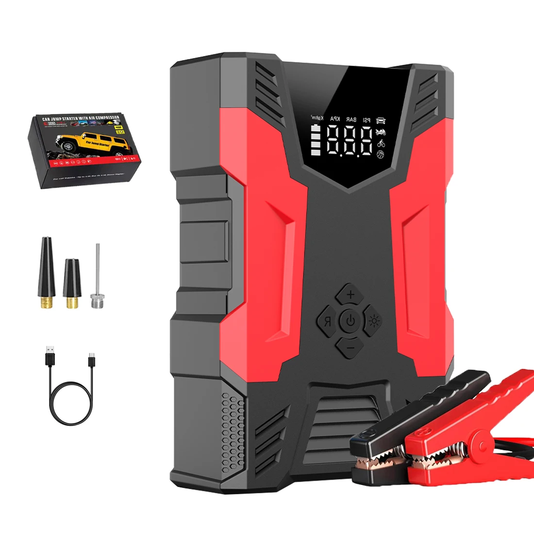 4 in 1 Car Jump Starter with air compressor 12V High Power Car Battery Jump Starter with Air Pump