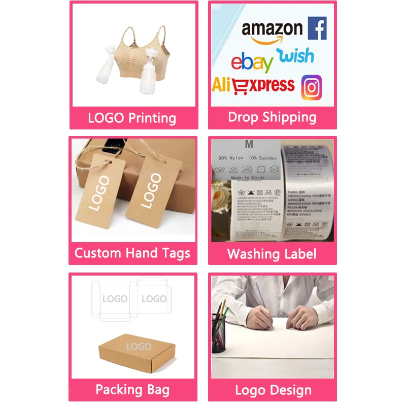 Wholesale OEM in Stock Custom Logo Seamless Wireless Hands-Free Pumping & Maternity Nursing Bra in One for Breastfeeding