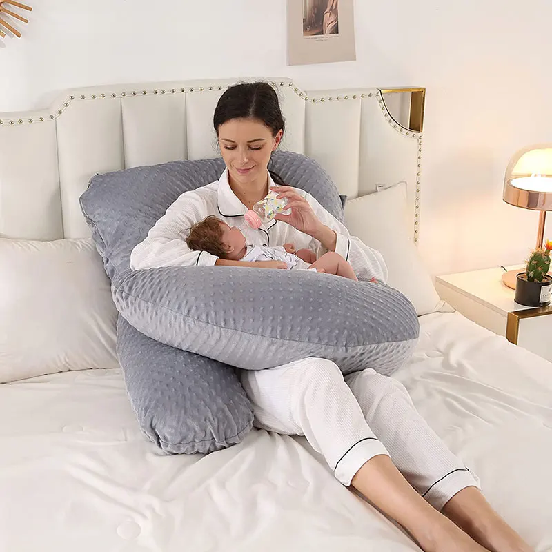 Full Body Comfortable Soft U Shaped Maternity velvet pregnancy pillow For Sleeping