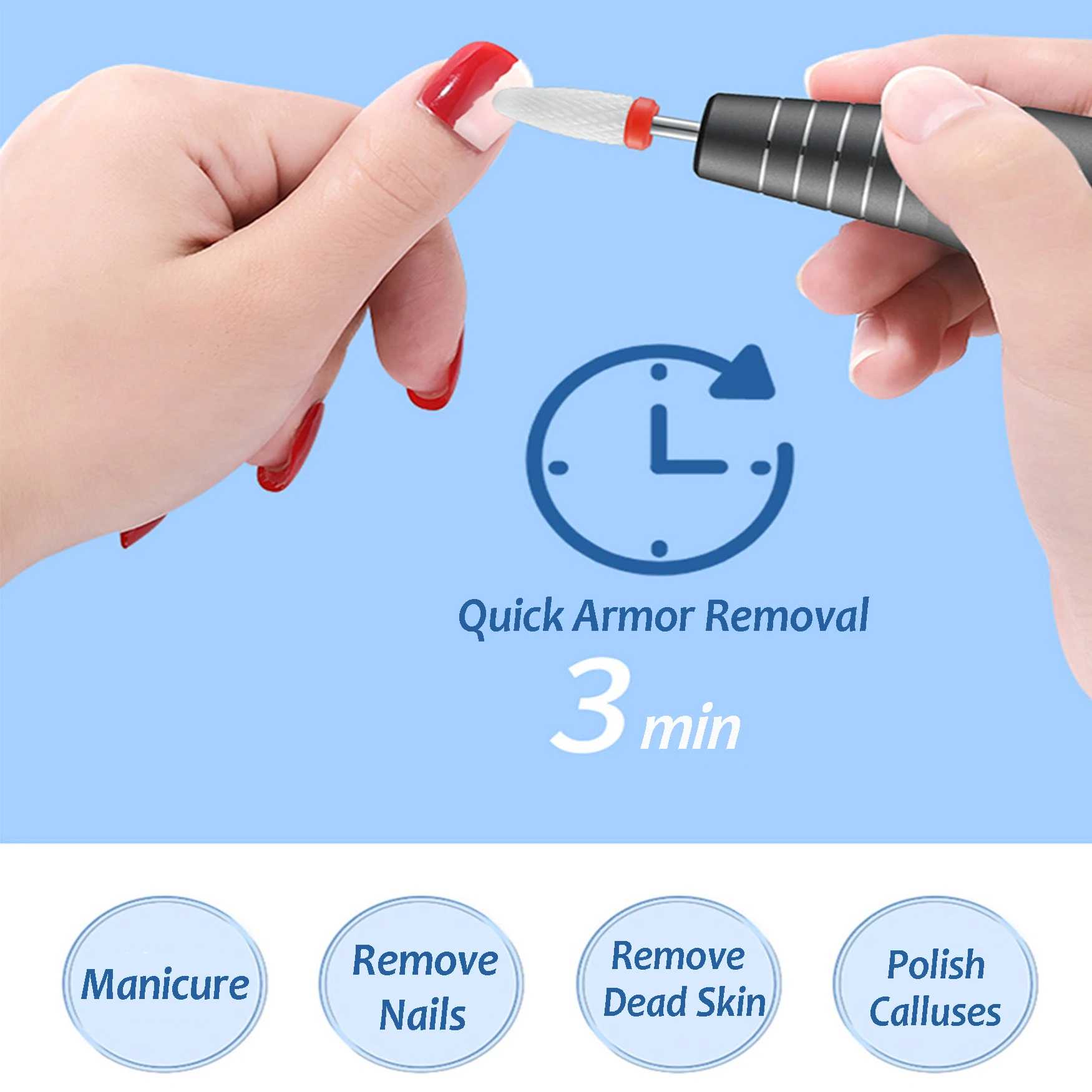 Portable Nail File Machines Lightweight Hand piece Manicure Pedicure Acrylic Salon Tool Nail Drill for Home Use Nail Art
