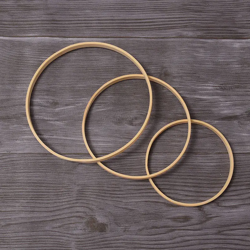 Wholesale  DIY Wreath Dream Catching Net Wedding Home Decoration 8-40cm Wooden Circular Hoop Bamboo Hoop