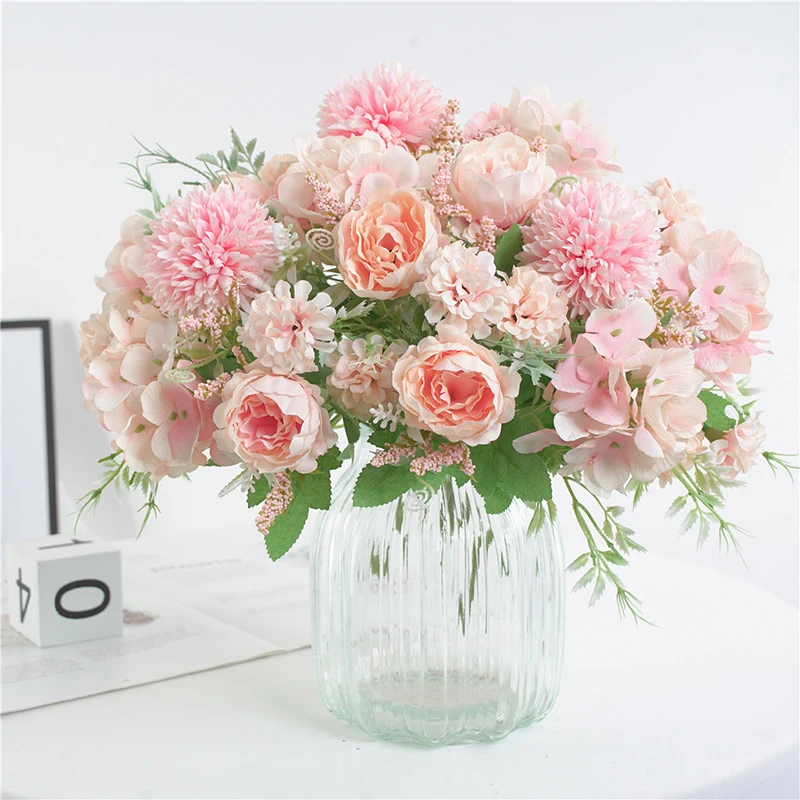Peony Artificial Flowers For Home Decor 9 Heads Hydrangea Wedding Decorative Fake Flower High Quality Cheap