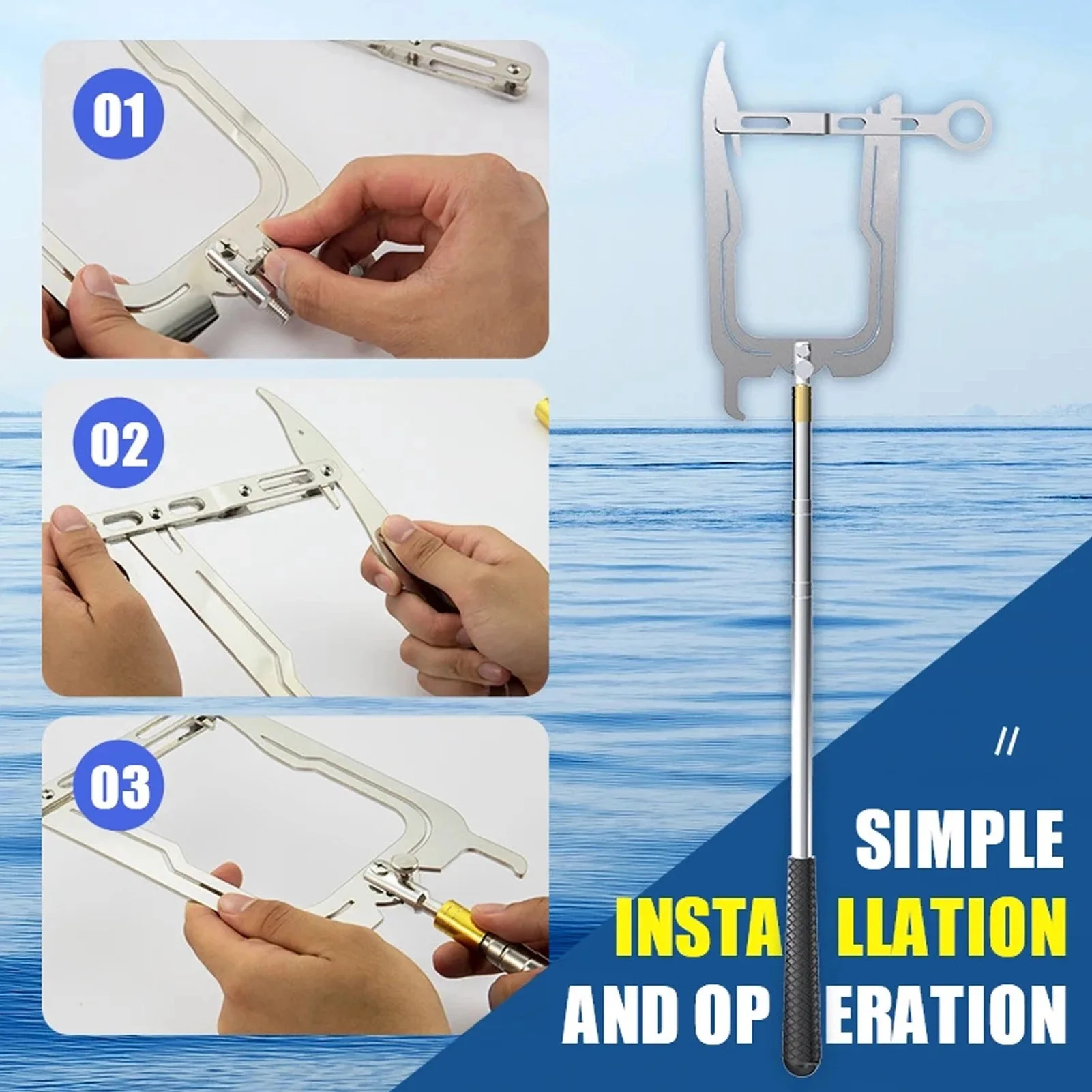 Multifunctional Telescopic Boat Hook Easy Long Distance Threader Telescoping Boat Hook Boat Hook Pole