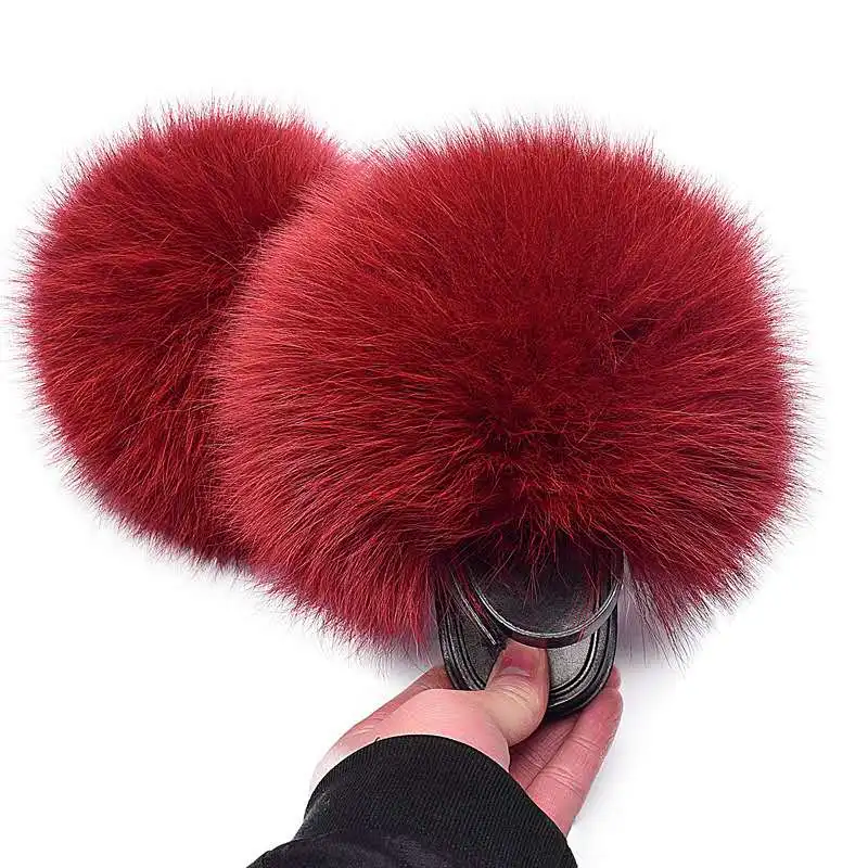  New Style Popular wholesale Real Fox Fur PVC Soft Comfortable Insole With Back Strap Kids