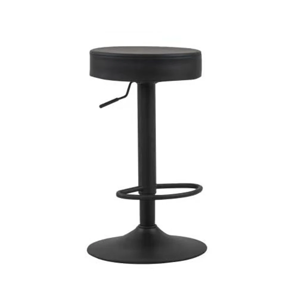Simple Design Backless Round PVC Seat Bar Stool with Footrest