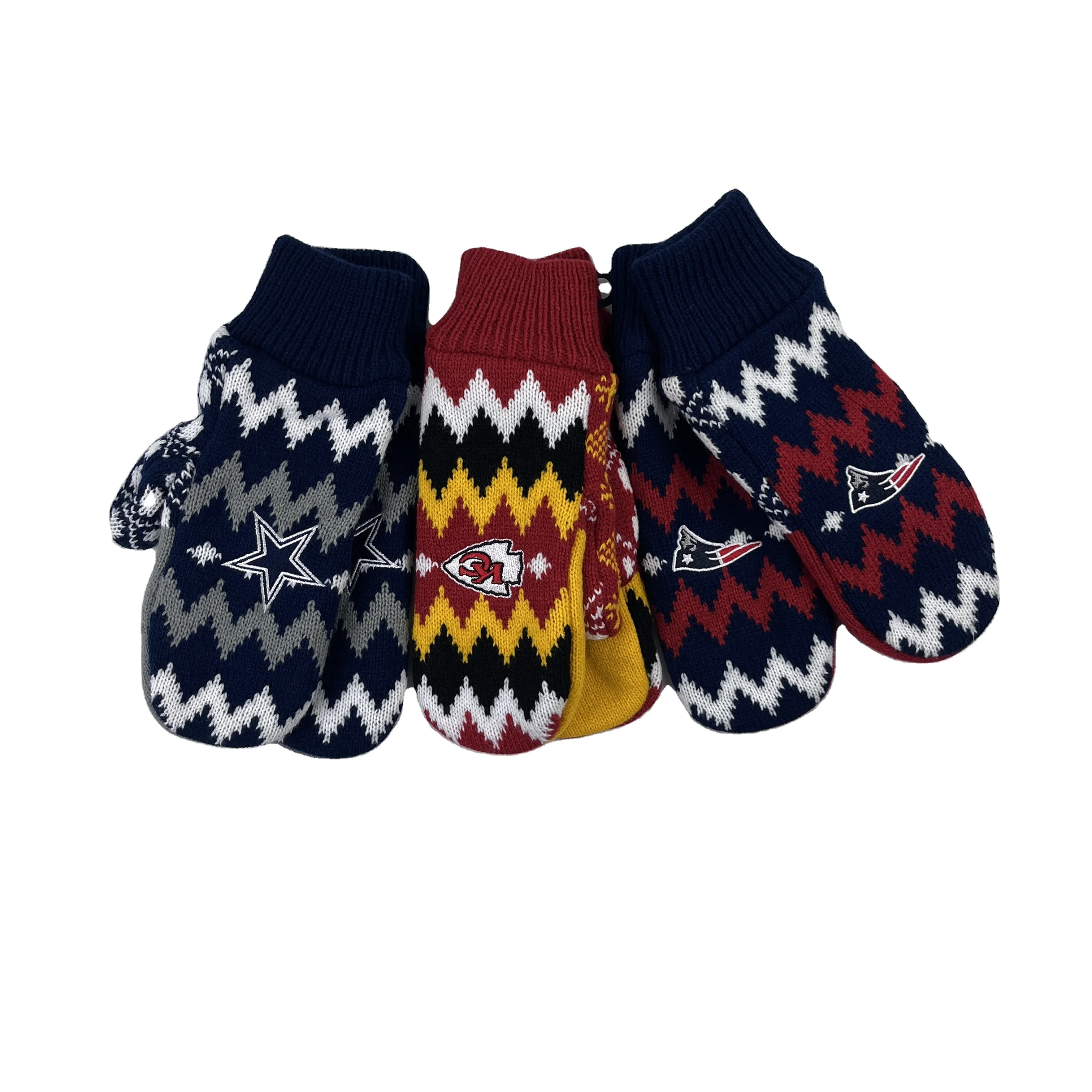 High Quality Customized Fashion 100% Knitted Soft Comfortable Warmth Stretchable Acrylic Unisex Winter Jacquard  Mittens