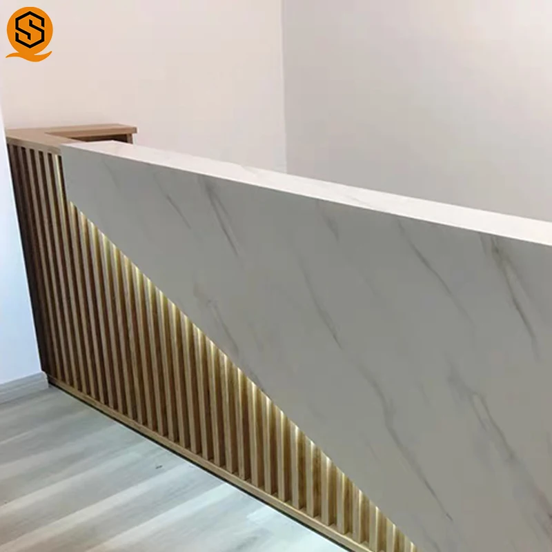 Factory Custom Front Desk Design Office Luxury Hotel Reception Counter