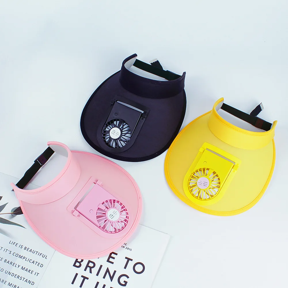Summer UV Protection Visor women 3-speed Regulation Electric Fan Empty Top sun Hat  with fan
