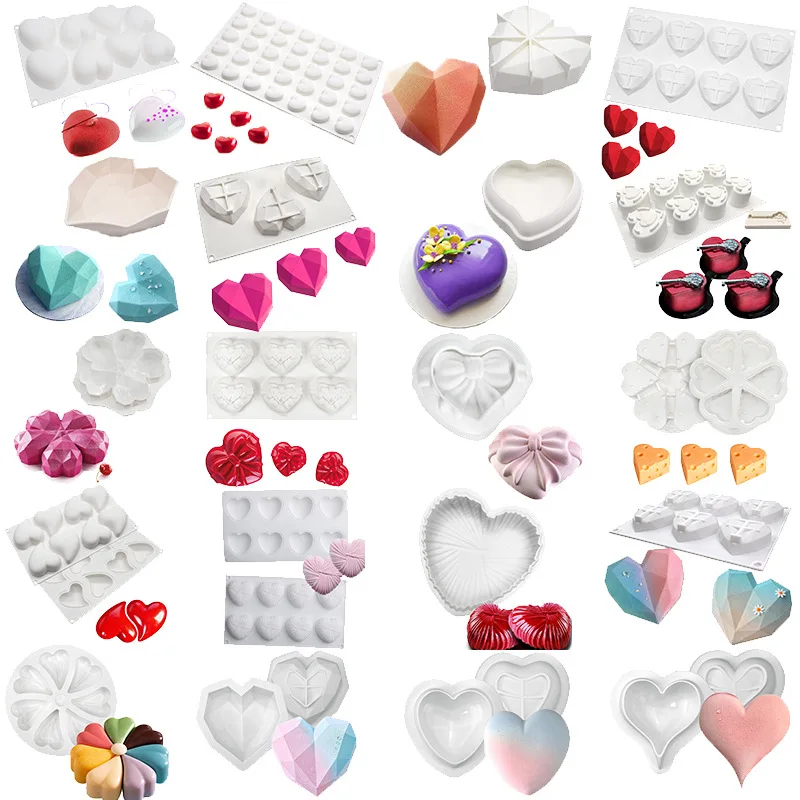 Heart Shape Silicone Molds Non-stick Chocolate Candy Molds Silicone Baking Molds for Fondant Pudding
