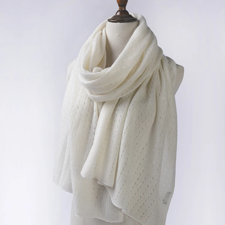 Winter Neck Warm Thick Knit Scottish Cashmere Pattern Knitted net 100% Cashmere Scarf for Women