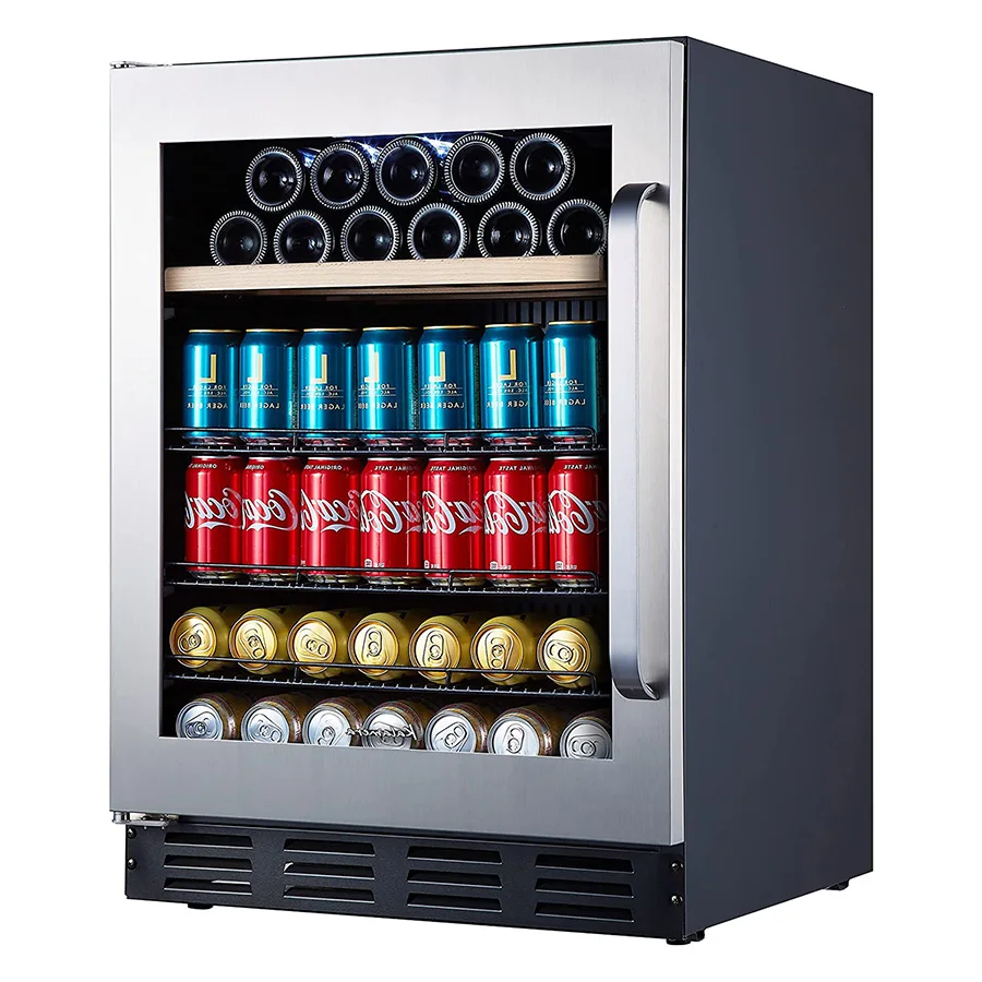 Домашняя горизонтальная барная стойка с 2 стеклянными дверцами, стол для коммерческих напитков, пива, дисплей, холодильник, холодильник, охладитель со светодиодной подсветкой