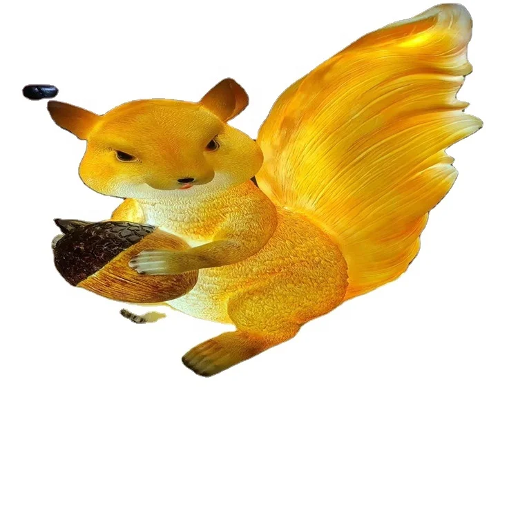 In China Factory Price IP68 waterproof Fiberglass Newest lighting resin motif Christmas outdoor animal 3d squirrel led light