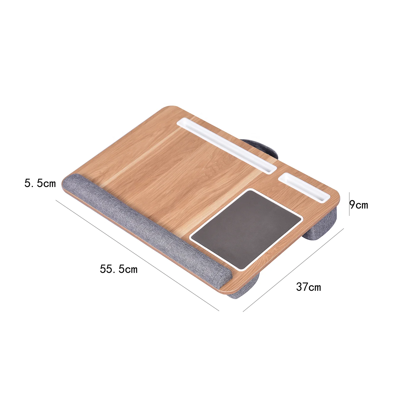 Eco-Friendly Bamboo Laptop Lap Desk With Pillow for Couch and Bed with Tablet and Phone Holder