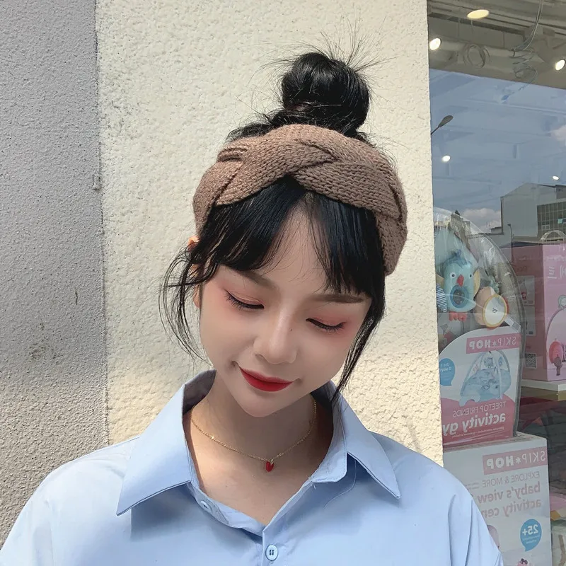 Winter Knitting Headband Braid Weaving Hair Bands Outdoors Warm Wide Knitting Elastic Turban Bandage Bandanas Hair Accessories