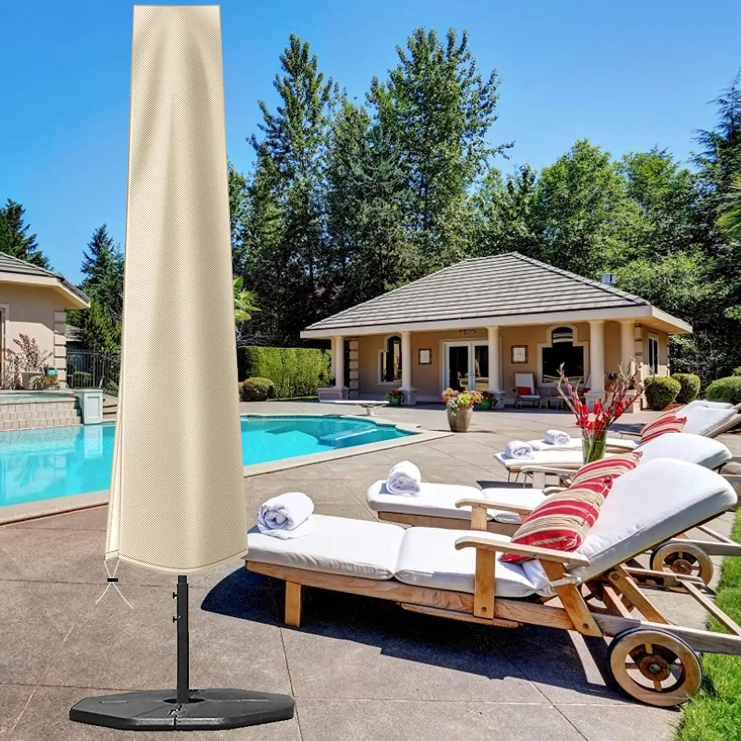 Dropshipping  420D Oxford Outdoor Umbrella Cover Durable Oxford UV Resistant Waterproof Parasol Umbrella Cover