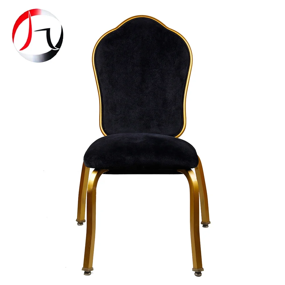 Commercial conference room black velvet aluminum used stackable hotel banquet chairs