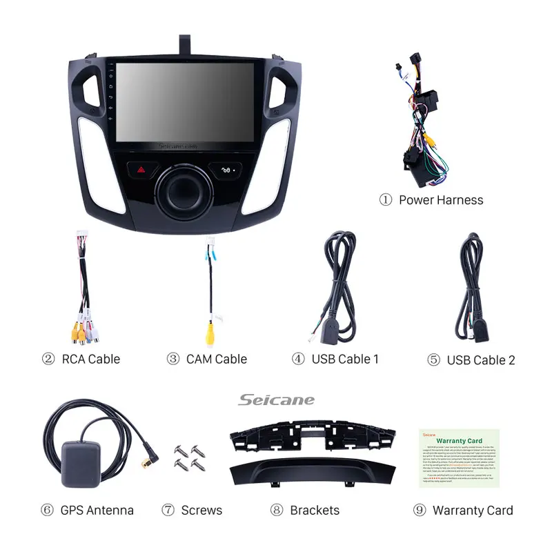 9 Inch Android 11.0 Car Radio Head Unit  Car Stereo For Ford Focus 2012 2013-2015 Support Wifi USB Wireless Carplay