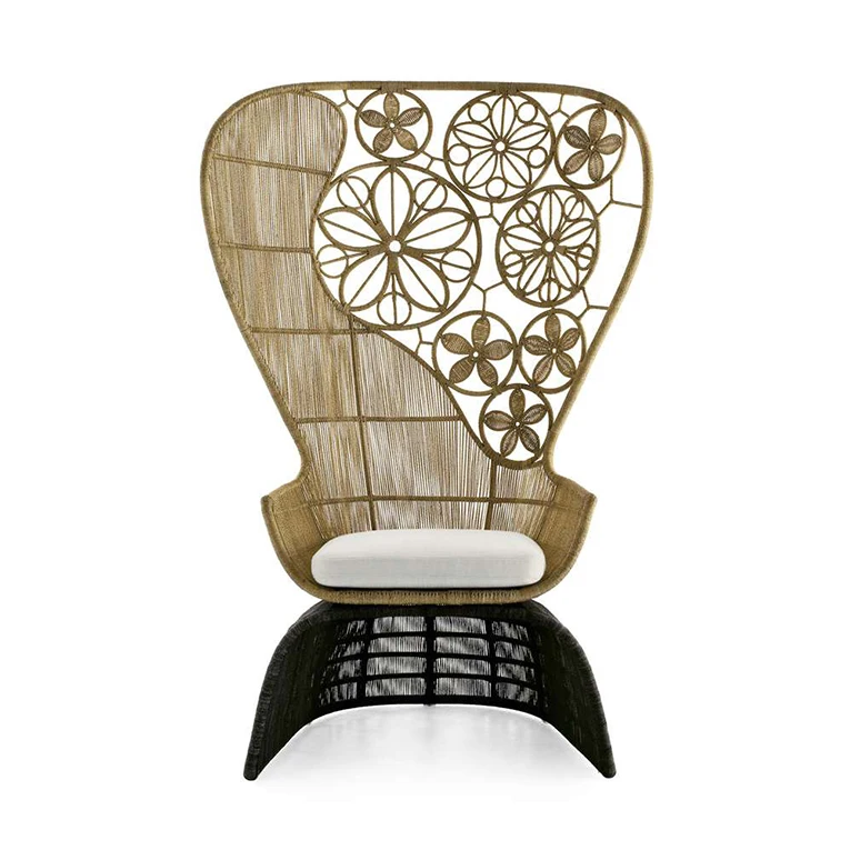 Модный дизайн, алюминиевый ротанговый стул с высокой спинкой