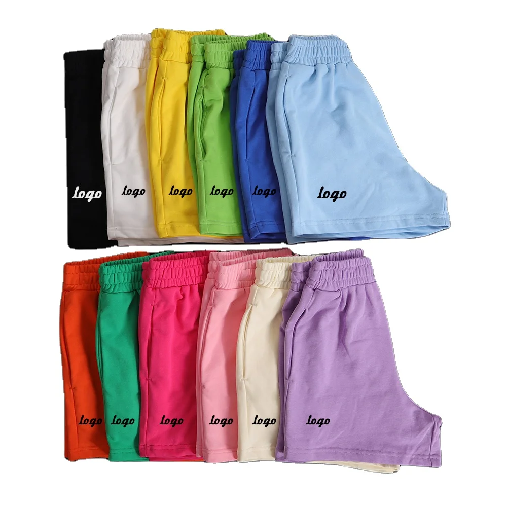 Casual Cotton Sweat Shorts for Women Summer Elastic High Waist Lounge Shorts with Pockets Workout Jogger Sports Clothing Female