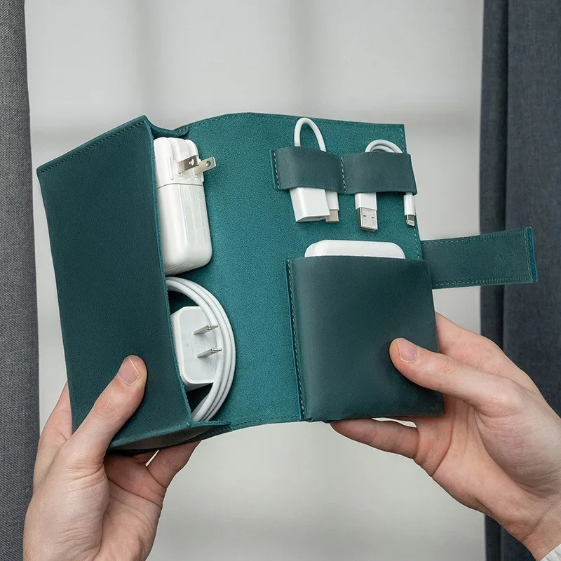 Customized Travel cable Organizer personalized Leather Cord organizer Tech Accessories Digital Accessory Bag Cases