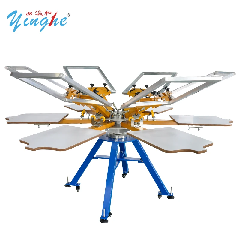 Yinghe Easy Operation Multiple Color Manual T-Shirt Silk Textile Screen Printing Machine 4 Colors 4 Stations Screen Printer