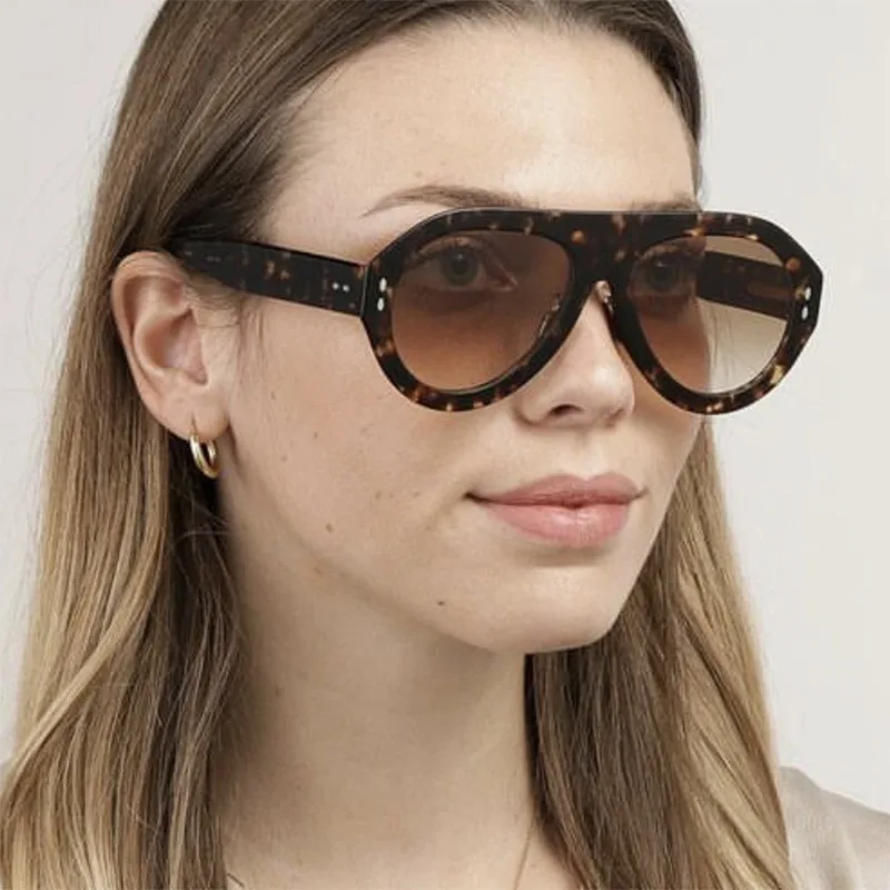 Finewell 366 Popular Fashion Oversized Sunglasses Women Shades UV400 Retro Rivets Gradient Trending Men Round Sun Glasses