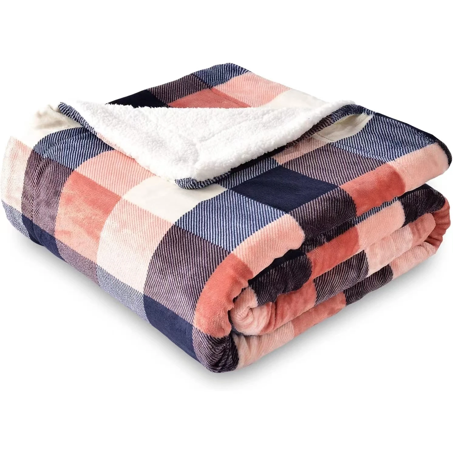 Buffalo Plaid Sherpa Fleece Throw Blanket Double-Sided Checkered Super Soft Luxurious Bedding Blanket