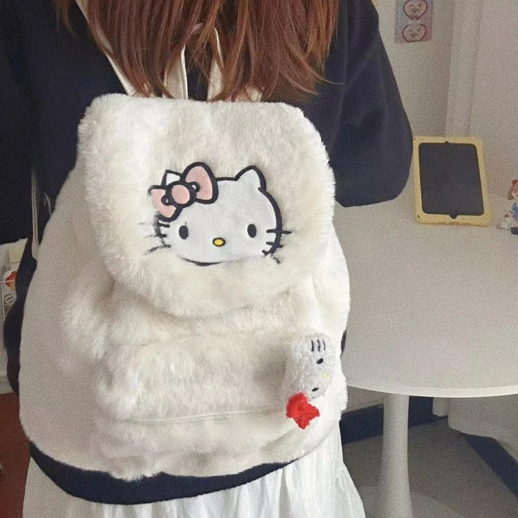 Kawaii sanrios плюшевый рюкзак Мультяшные дизайнерские котята Чучело Рюкзак для девочек hello kitties and friends школьный детский