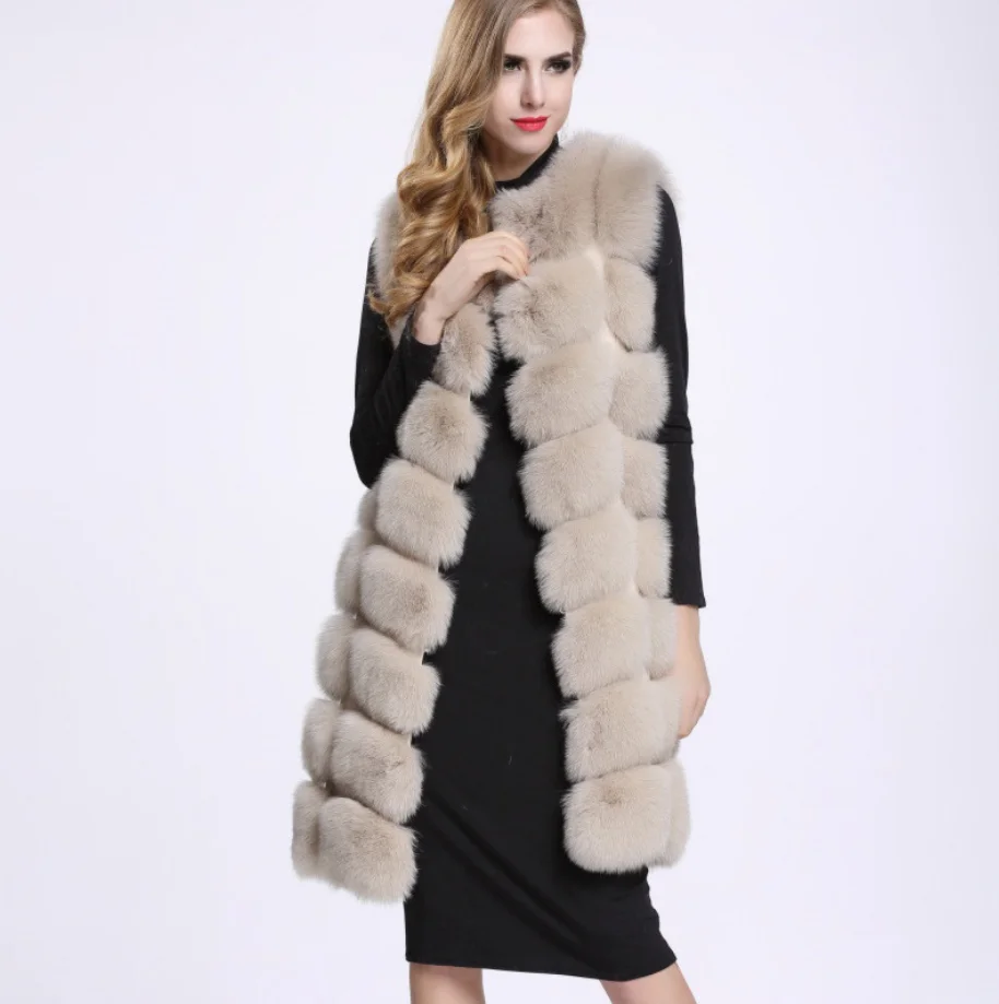 Женское зимнее пальто из искусственного меха лисы