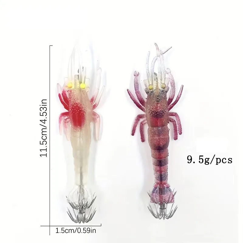 Bionic Shrimp Nightlight Soft Fish Bait for Squid Fishing and Fishing