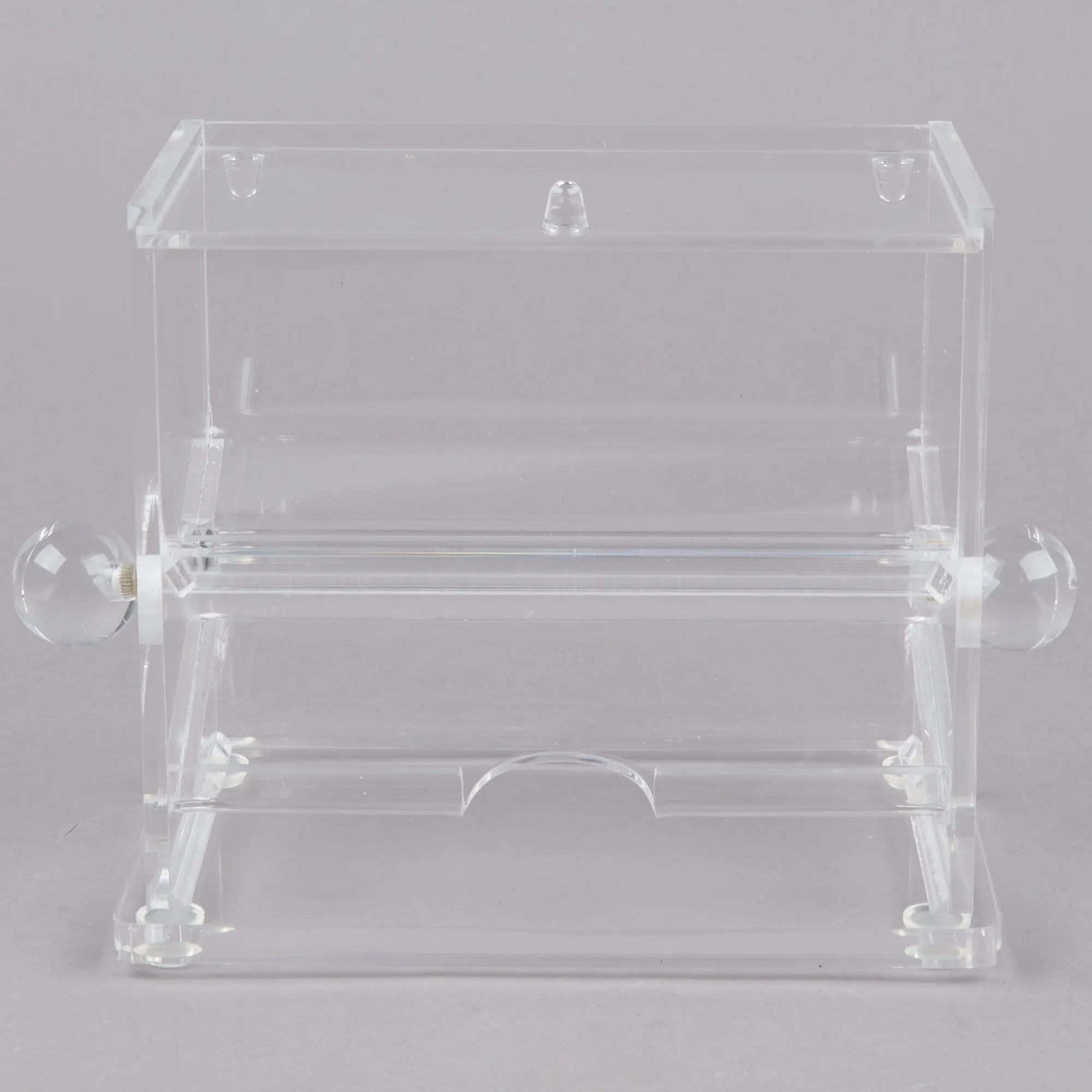 Acrylic Straw Dispenser Holder with Lid Rolling Knob Pencil Organization Box