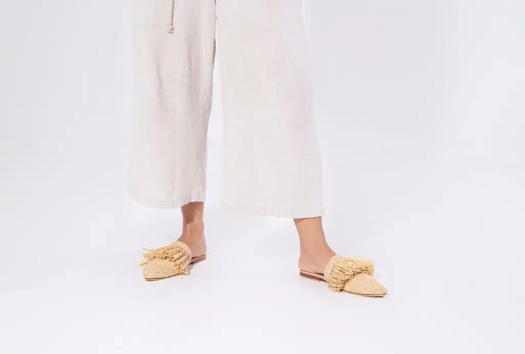 Wholesale Shoes Flat Quick-drying Luxury Shoes Handmade Women Raffia Shoes Slippers Sandals Ladies Footwear GENUINE Leather