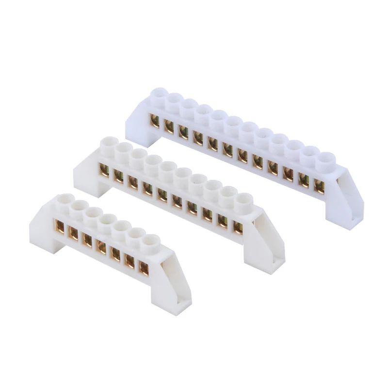 Bridge Design Zero Line White 5P 7P 10P12P Screw Brass Copper Grounding Strip Earth And Neutral Terminal Block Connector